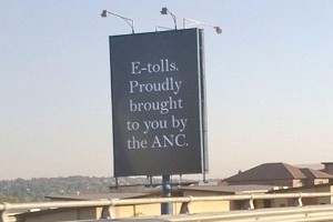 ANC e-tolls billboard in Johannesburg