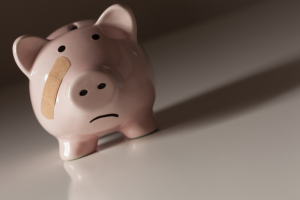 Unhappy recession financial trouble