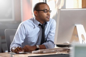 Businessman working on a computer