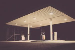 Empty petrol fuel station pumps