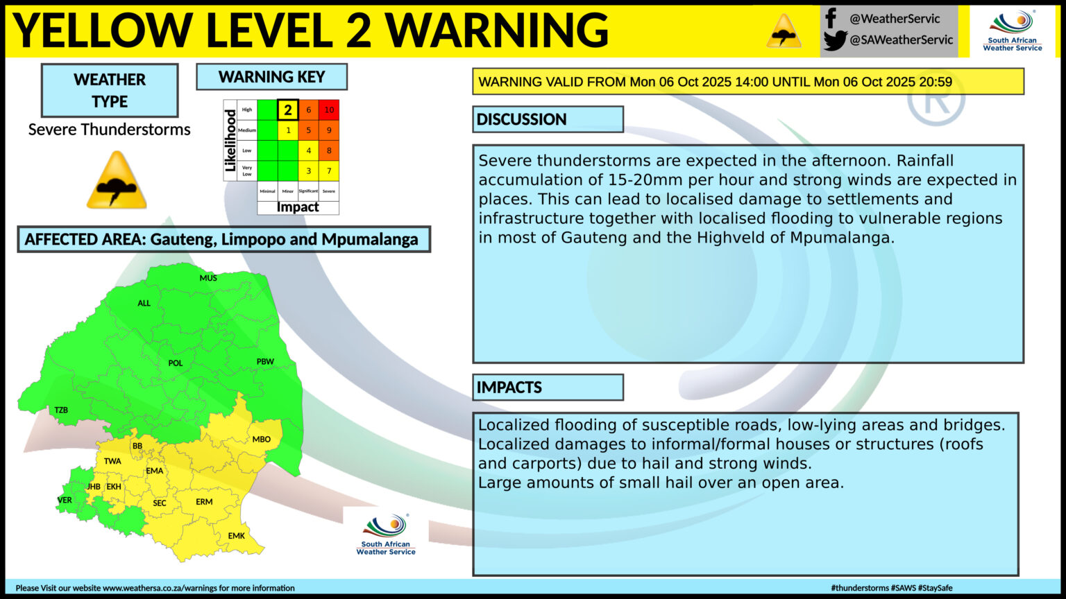 Severe weather warning for floods and hail in South Africa – BusinessTech